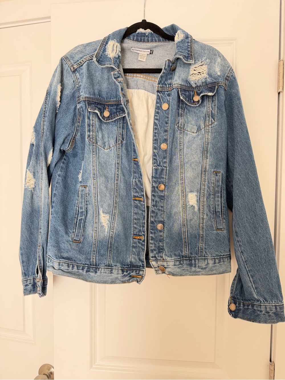 Revamped Light Blue Distressed Denim Jacket